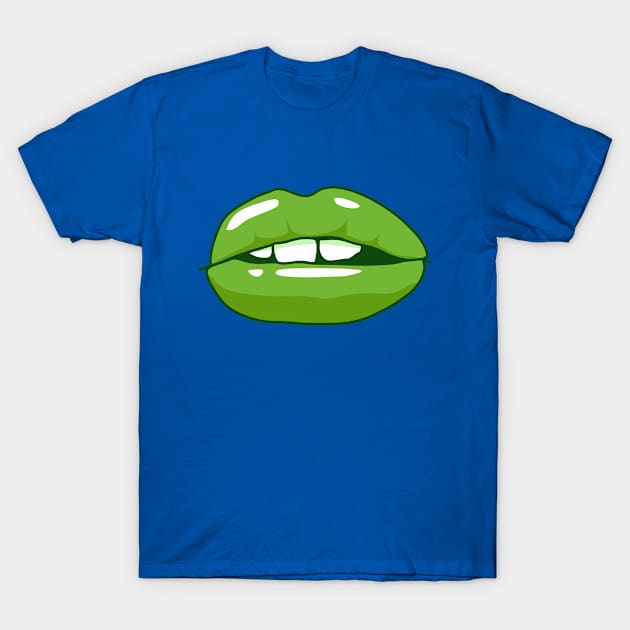 Mouth Green Lips T-Shirt by Jennifer